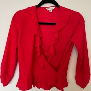 Miss Selfridge Wrap-Front Shirt Red XS